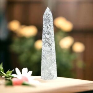 Super CLEAR Lightening Quartz Crystal Gemstone Obelisk Tower Point